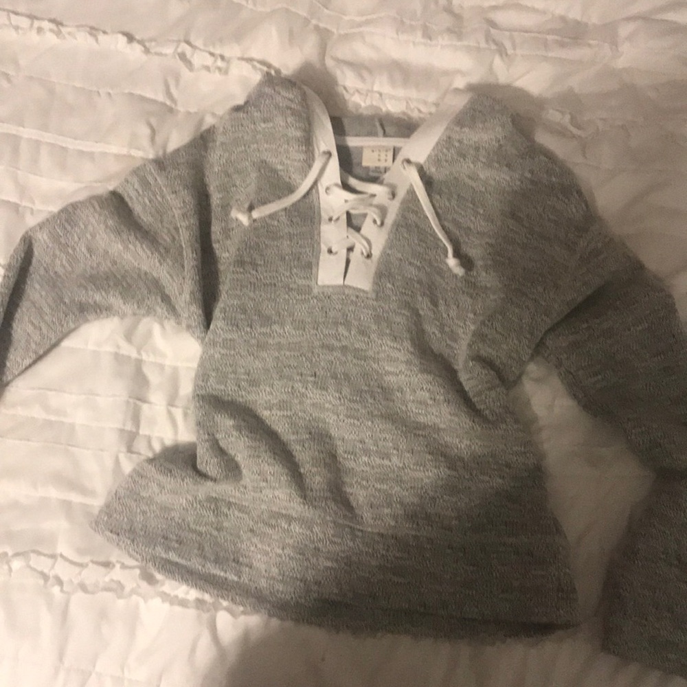 sweater, long sleeve tie top